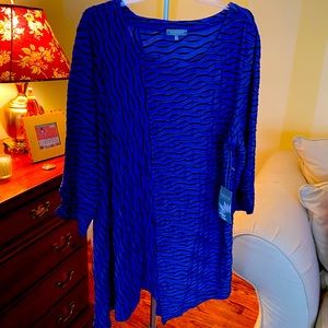 NWT Habitat Royal Blue/Black striped tunic. 3/4 sleeves. Beautiful XLneverworn❤️